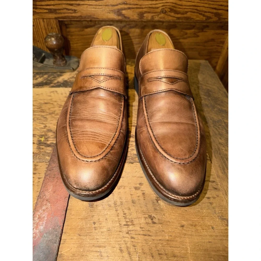Johnston & Murphy Collection Italy Made Cormac Penny Loafers Size 10.5 Calfskin